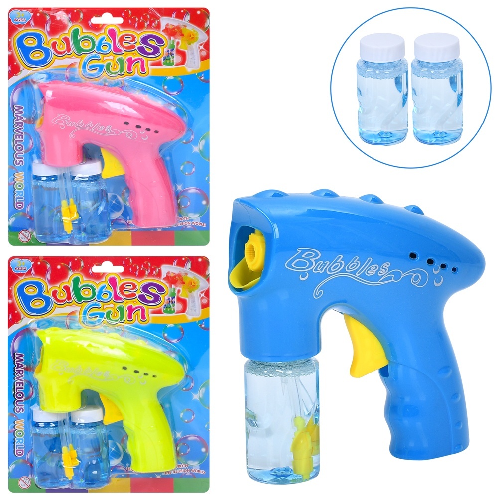 Мильні бульбашки 609-1 пістолет,15см,механічний3кольори,лист.21-25-6см