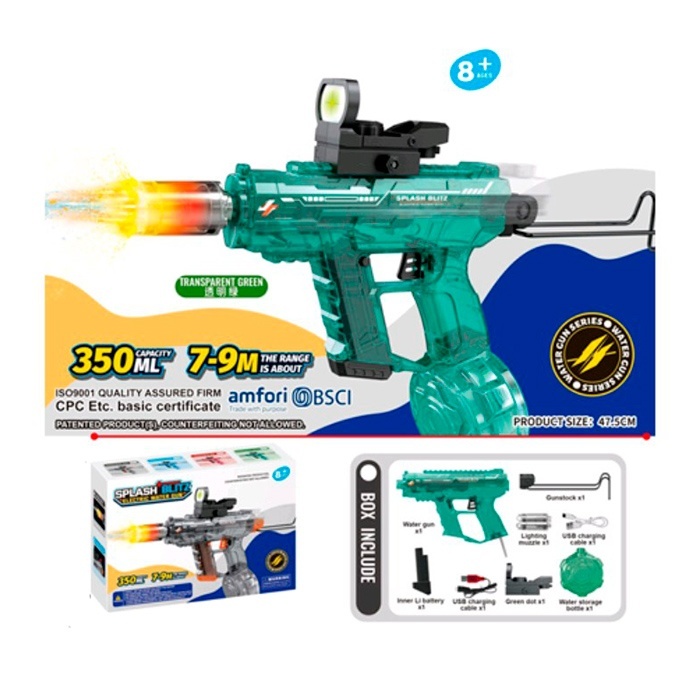 Водяний автомат KB1399 рухлива деталь, акум., приціл, USB, світло, кор., 25-18-7,5 см.