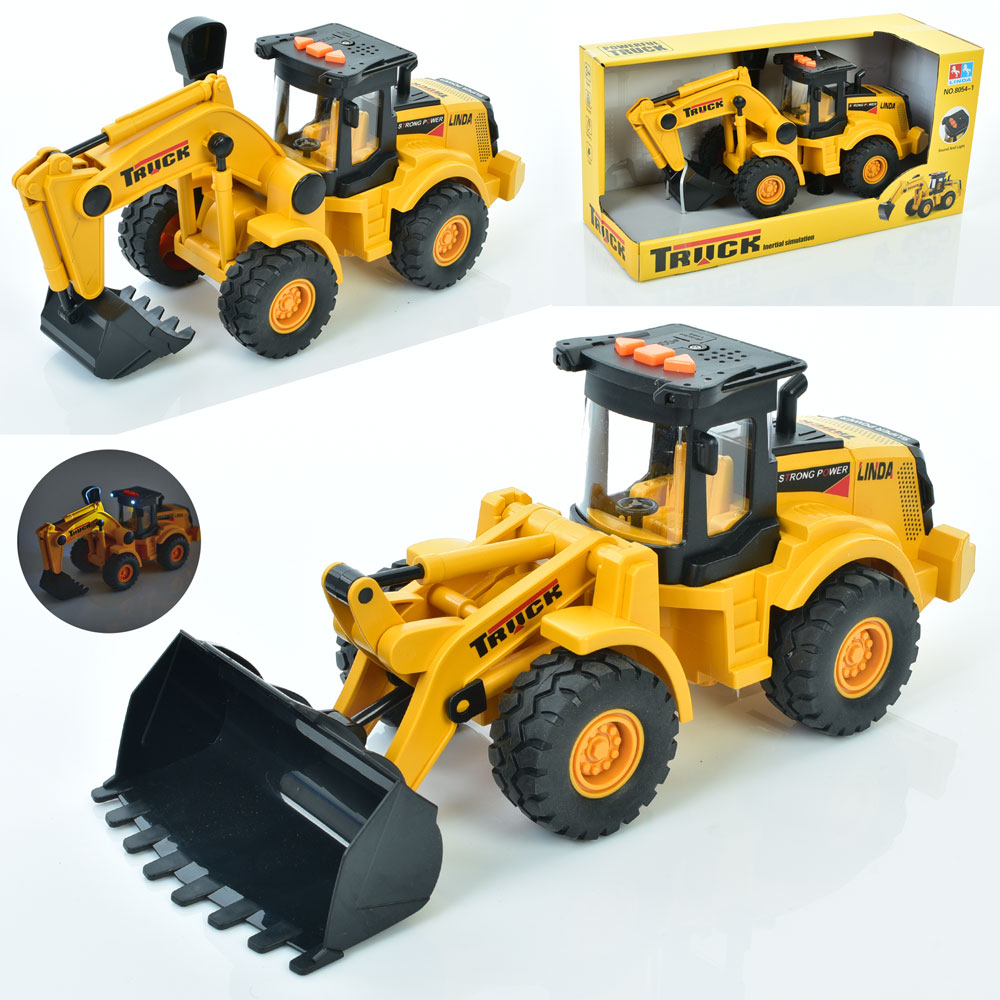 Будтехнiка 8054-1 інерц., рухливі деталі, 2 види, муз., світло, бат. (табл.), кор., 35-17-14 см.