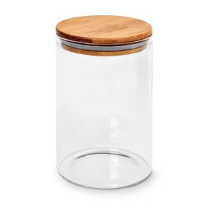 Банка з бамбуковою кришкою 1.0л 9.5*15см TD00976-1.0