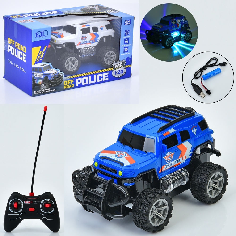 Джип BJL060 радіокер., акум, 1:20, поліція, гум.колеса,USB,2 кольори,муз.,світло,кор.,26-14,5-13,5см