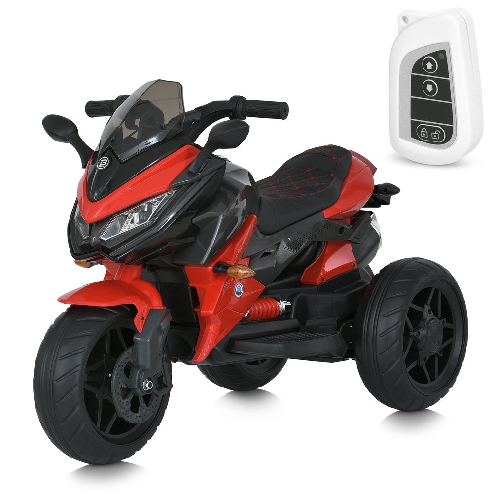 Мотоцикл M 4274ELR-3 радіокер, 2 мотори 35W, 1 акум.12V9AH,MP3,TF,USB,EVA,муз.,світло,шкіра,червоний