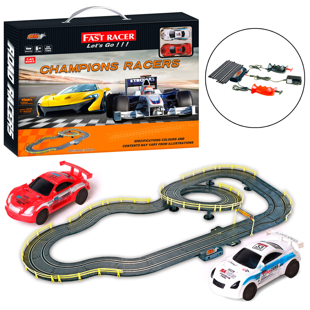 Трек 6612-B дист.кер.(на шнурі), 1:43, машинка 2шт., від мережі 220V, кор., 56-43,5-5 см.