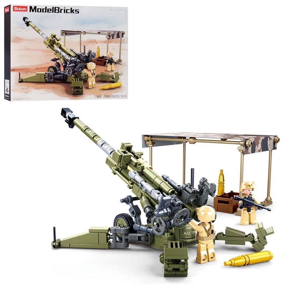 Конструктор SLUBAN M38-B0890 зенітна установка, 1:35, фігурки, 258 дет., кор., 22-19-6,5 см.