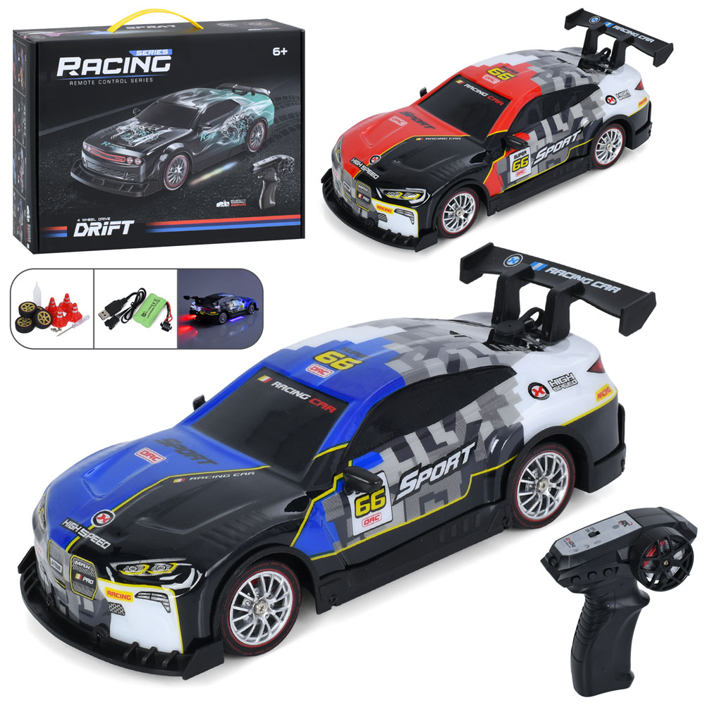 Машина GS-025-4 радіо/к2,4G, акум,1:16.пара/дим,світло,корпус не б'ється,дрифт,доп.кол.конусUSB.кор.