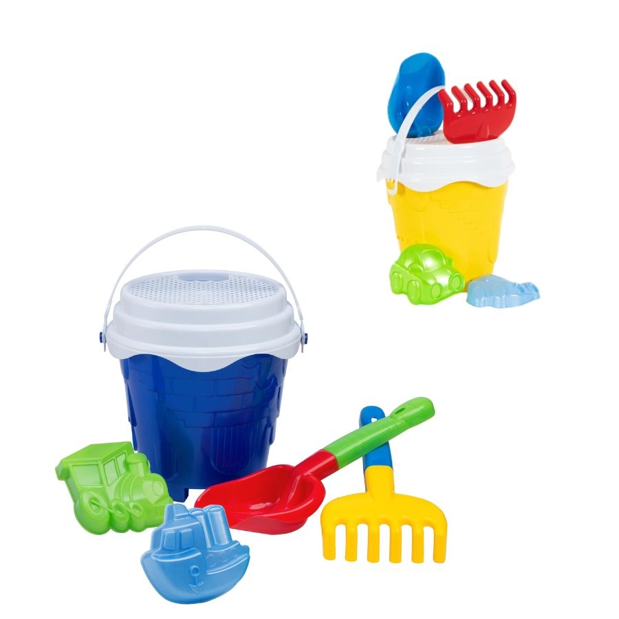 Набір дитячий "Відро №9 велике, лопатка, граблі, сито, пасочки» арт.1270 Бамсик