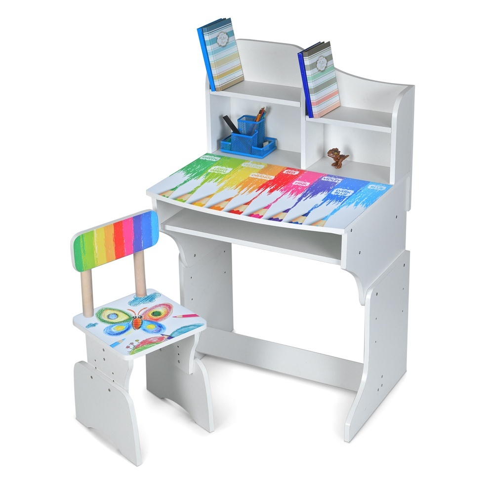 Парта M 904-8 1 стільчик, дерев'яний, регул. висота (3 положення), укр.абетка, олівці