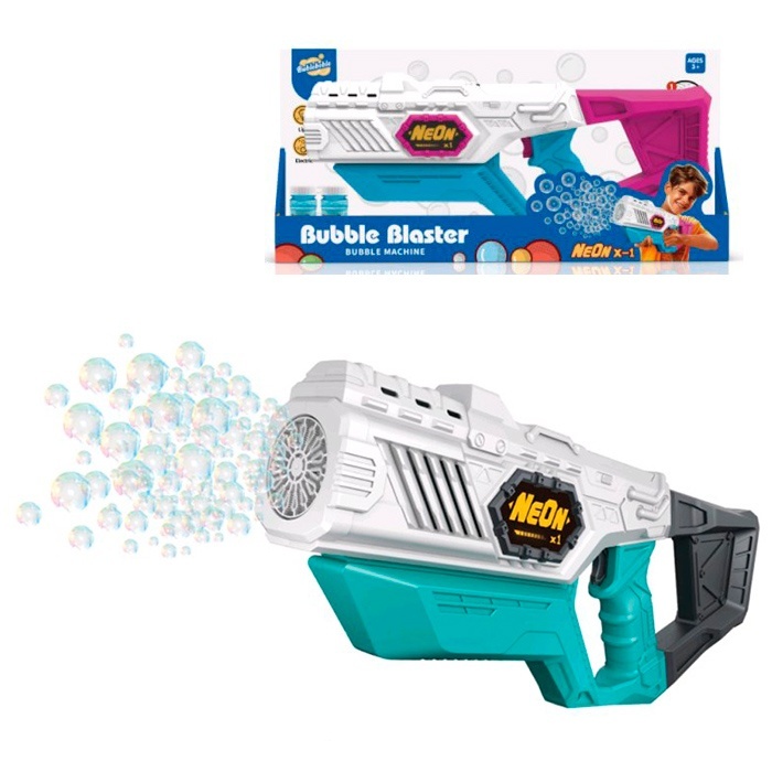 Мильні бульбашки B47 (12шт) автомат/бластер, 42см, світло, запаска 7,5см 2шт, 2 кольори, на бат-ці, в кор-ці, 49-23-6,5см