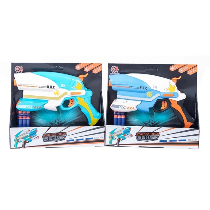 Пістолет 6015 м'які кулі 6 шт. (3 шт.-присоски), 2 кольори, кор., 30,5-28-6,5 см.