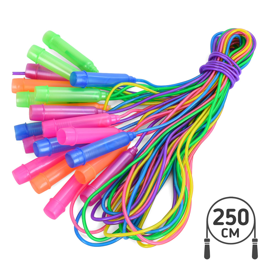 Скакалка MS 3293 250см (мотузка 230см, 2 ручки 20см)., мотузка-гума, ручка-пластик, 5 кольорів