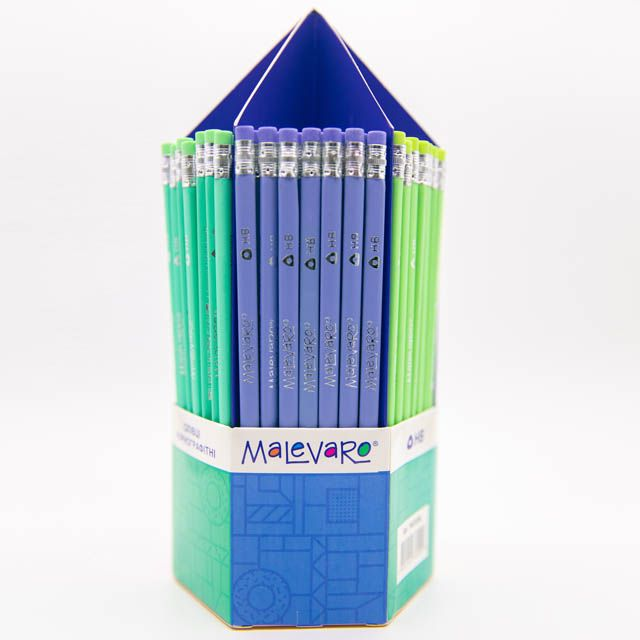 Олівці чорнографітні PASTEL трикутні HB 168шт, туба-олівець, MALEVARO