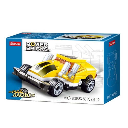 Конструктор SLUBAN M38-B0888C "Power Bricks": Машина інерційна жовта, 50 дет.