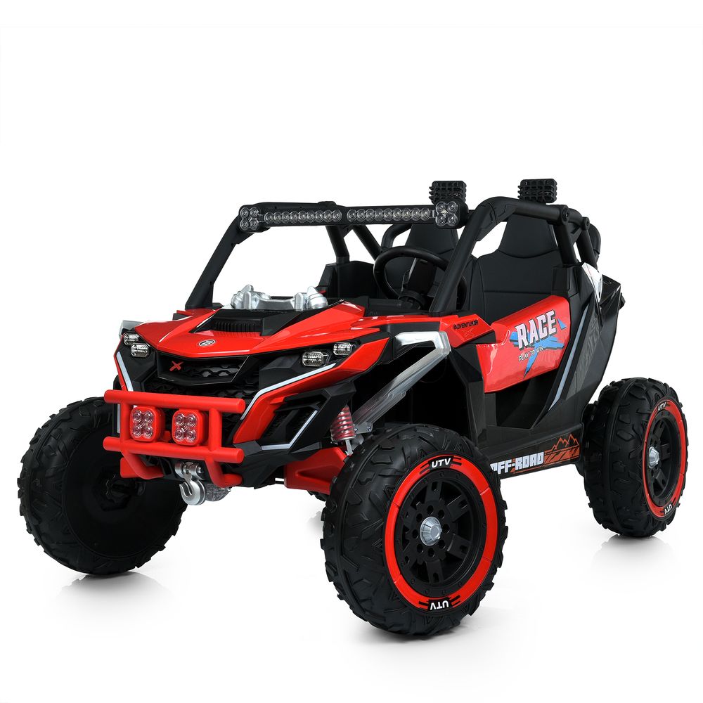 Джип M 6149EBLR-3(24V) 2,4Gрадіокер.,1*24V7AH,2*120W,MP3,USB,TF,BT,EVA,шкіра,муз.,світло,червоний