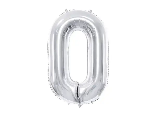 Фольгована цифра 0 Срібна Partydeco