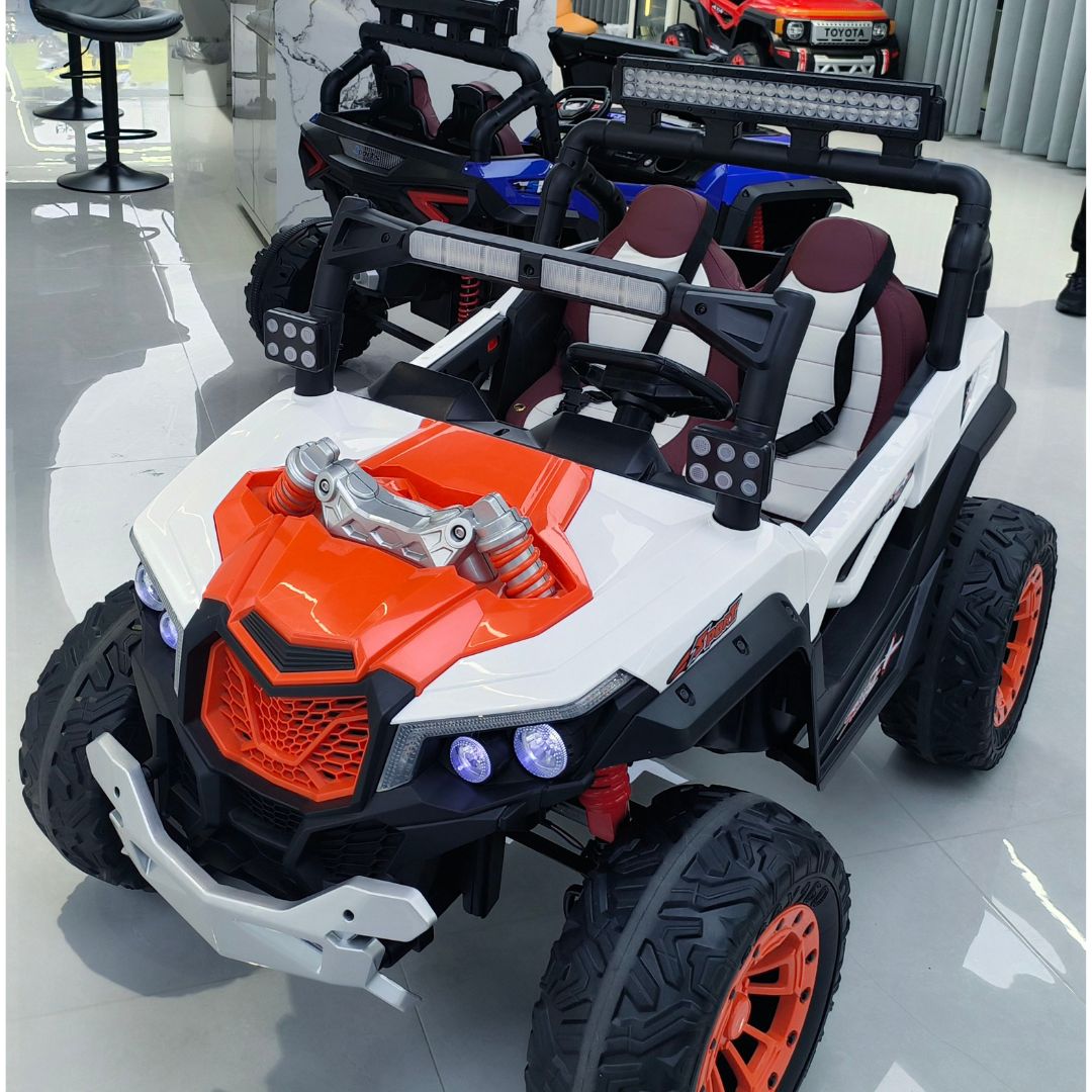 Джип M 6349EBLR-7(24V) 2,4G радіокер.,1*24V8AH, 4мот.45W,MP3, USB,TF,BLUETOOTH, EVA, шкіра,помаранч.