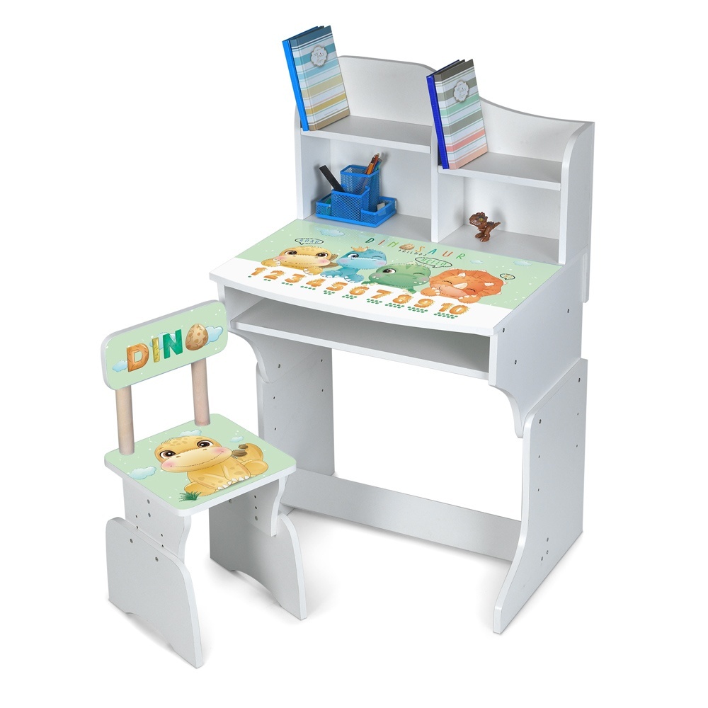Парта M 904-10 1 стільчик, дерев'яний, регул. висота (3 положення), цифри, динозавр.