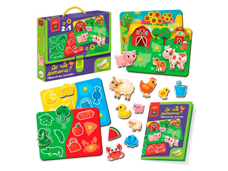 Гра розвиваюча Vladi Toys з липучками. Де чиє дитинча? Вивчаємо кольори. VT1310-05 (укр)