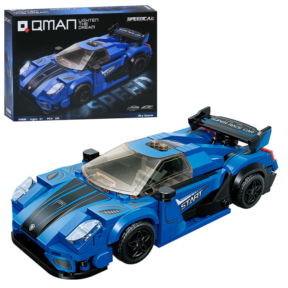 Конструктор Qman 91006 гонка, машина, 319 дет., кор., 35-25-6,5 см.