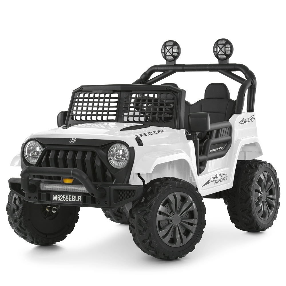 Джип M 6259EBLR-1(24V) радіок2,4G, 2мотор35W,1акум24V7AH, BT,MP3,USB,TF,EVA, муз.,світло,шкіра,білий