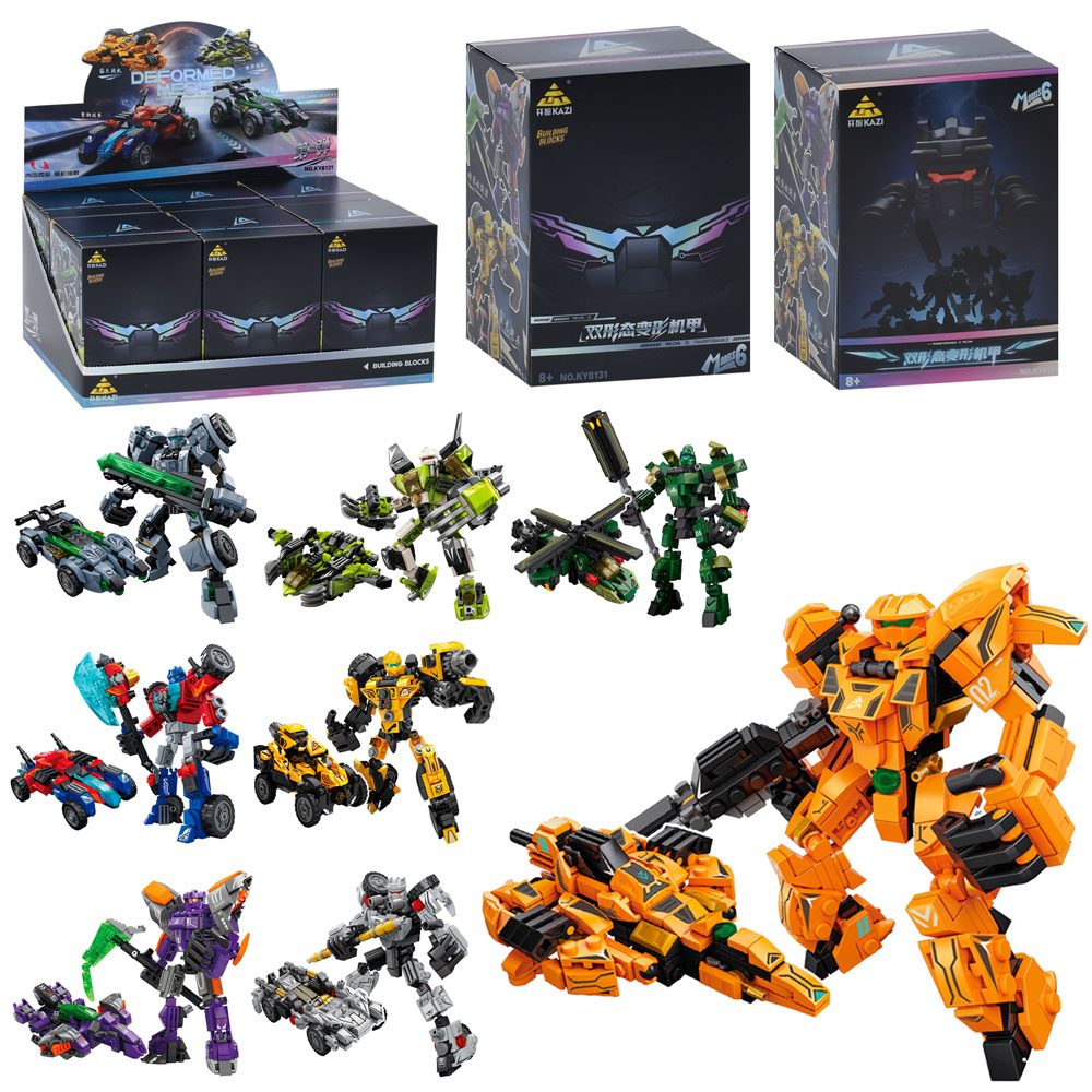 Конструктор KY8131-2 2в1 (робот,транспорт),в кор.(сюрприз),2 види.дисп.,6шт(4в.)в дисп.,33,5-15-19см