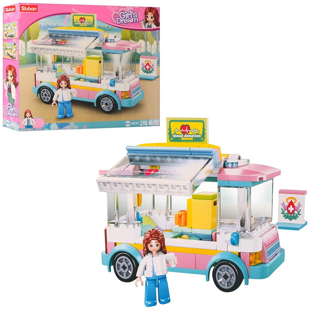 Конструктор SLUBAN M38-B0797 "Girls Dream": Автобус медичної допомоги, 195 дет.
