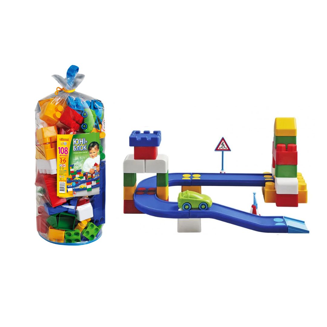 Конструктор дитячий "Юні-блок" (108 дет.) шитий кульок