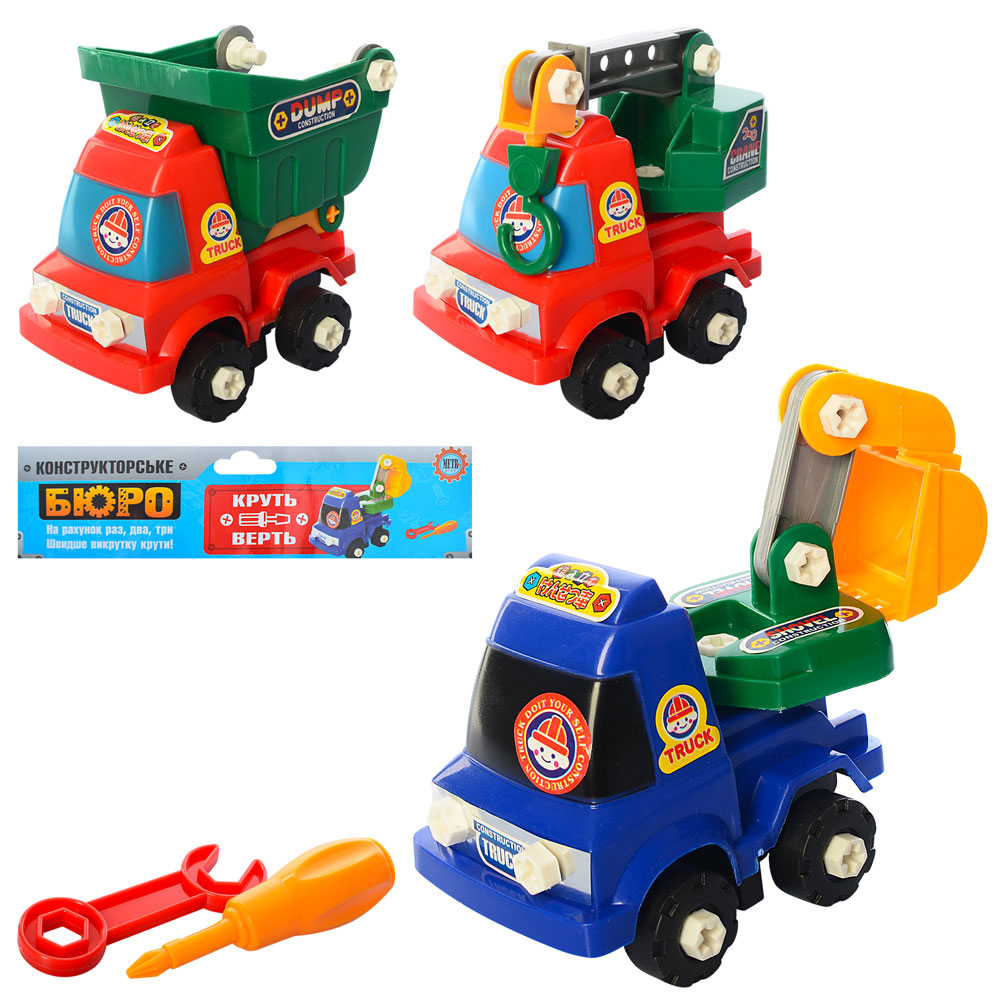 Конструктор 826 B на шурупах, будтехніка,  інструменти, 3 види, кул., 19-18-10 см.