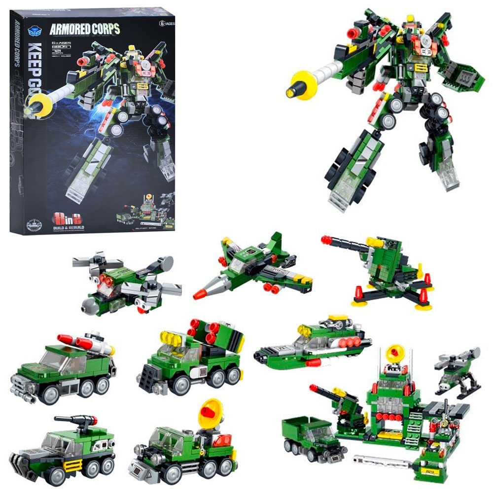 Конструктор BB057 робот, військова база, транспорт, 721 дет., кор., 42-27-6,5 см.