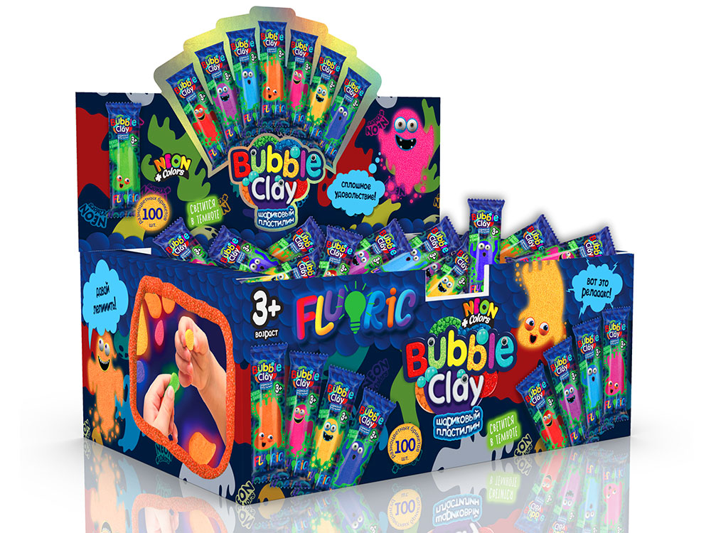 Креативна творчість "BUBBLE CLAY "FLUORIC" в брикетах укр (100)													