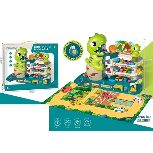 Гараж 3310A 3 поверхи, машинка 6 шт., динозавр-ліфт, муз., бат., кор., 39-33,5-15,5 см.