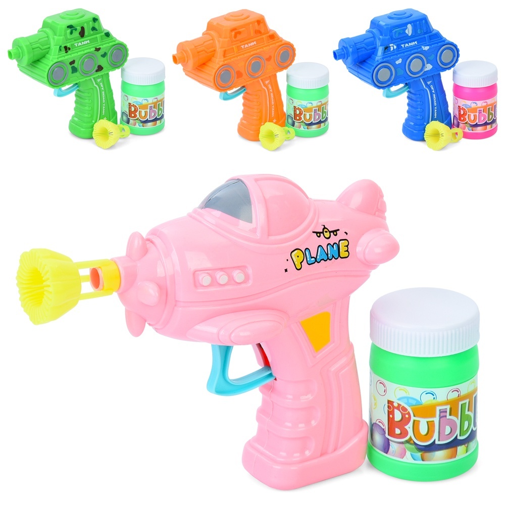 Мильні бульбашки 4861-1-4860-1 пістолет, запаска, 2 види(танк, літак)/мікс кольорів, кул.,16-20-6см.