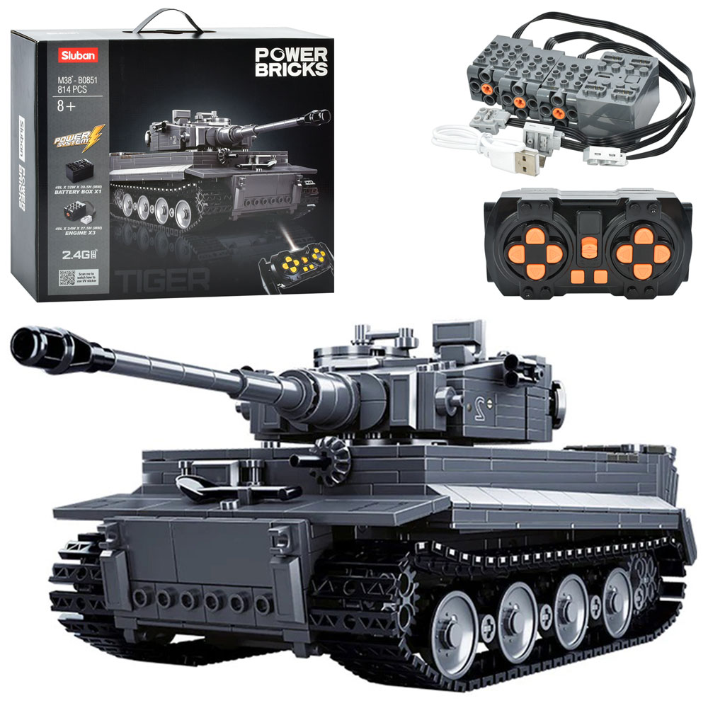 Конструктор SLUBAN M38-B0851 танк, радіокер., 2.4G, акум., 814 дет., USB, кор., 42,5-38-12,5 см.