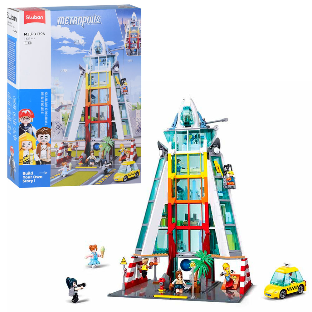 Конструктор SLUBAN M38-B1396  міська серія, будівля 47,8см,фігурки,машина,1131дет,кор.42,5-62-12,5см