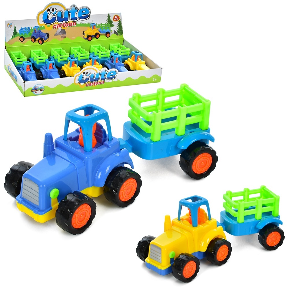 Трактор 345-1A інерц., причіп, 6 шт. (2 кольори) в диспл., 47-18,5-7,5 см.