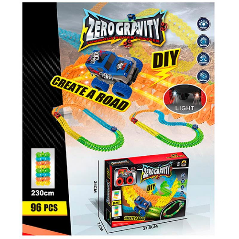 Трек GD-264A світиться в темряві, машинка, акум., USB, 2 кольори, кор., 31,5-24-7 см.