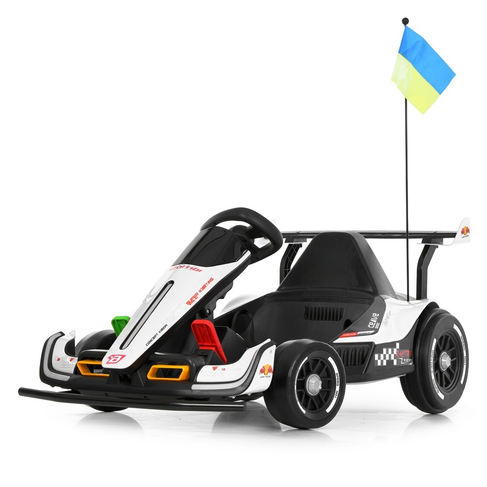 Електрокарт M 6322EBLR-1радіо/к2,4G,2мотори150W,1акум24V14AH,EVA, музика, світ,шкіра,білий