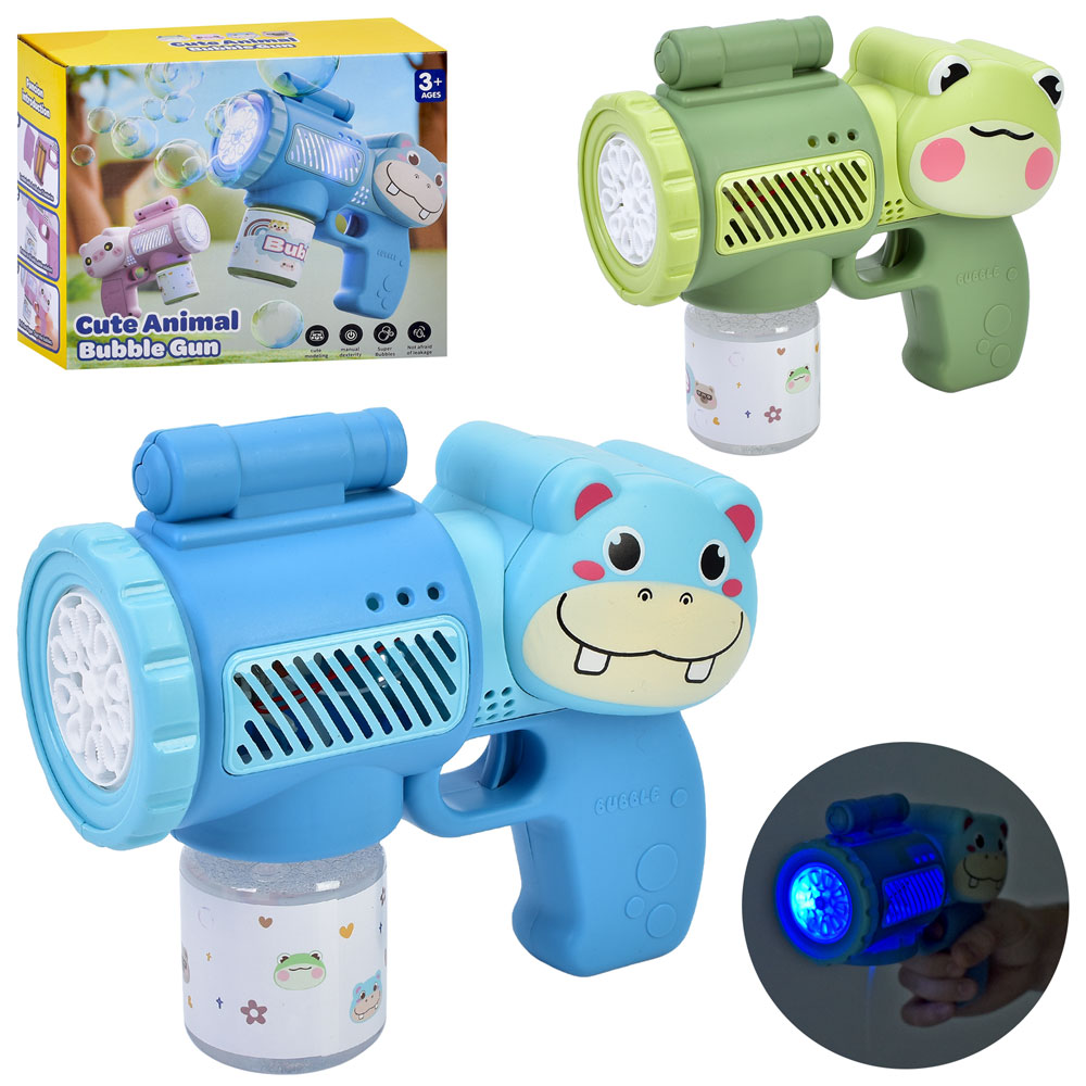 Мильні бульбашки 018-24Y-1-3-5 пістолет/бластер, запаска, мікс видів, світло,бат.,кор.,18,5-16-7,5см