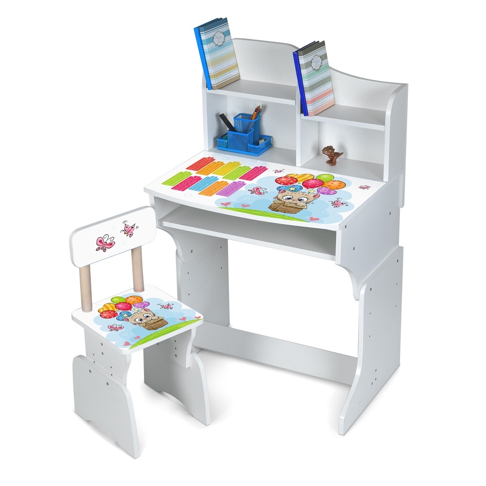 Парта M 904-3 1 стільчик, дерев'яний, регул. висота (3 положення), таблиця множення, кошеня