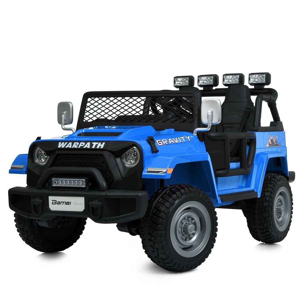 Джип M 6108EBLR-4(24V) радіокер.2,4G, 4мот. 90W,1акум24V7AH,EVA,USB,BT,FM,світло,муз,шкіра,синій