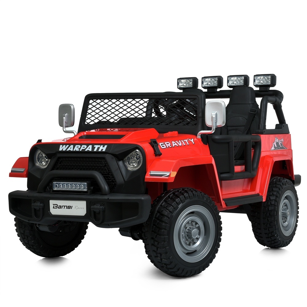 Джип M 6108EBLR-3(24V) радіокер.2,4G, 4мот. 90W,1акум24V7AH,EVA,USB,BT,FM,світло,муз,шкіра,червоний
