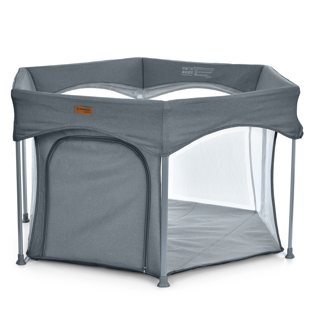 Манеж ME 1195 SWIFT 6 Dark Gray шестикут., дитячий, відкидн. бортик, вхід-змійка, темно-сірий.