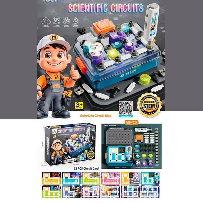 Конструктор 77-50B електр., ігрове поле,звук,світло,рух. дет.,картки,викрутка,58дет,на бат-ці,в кор.