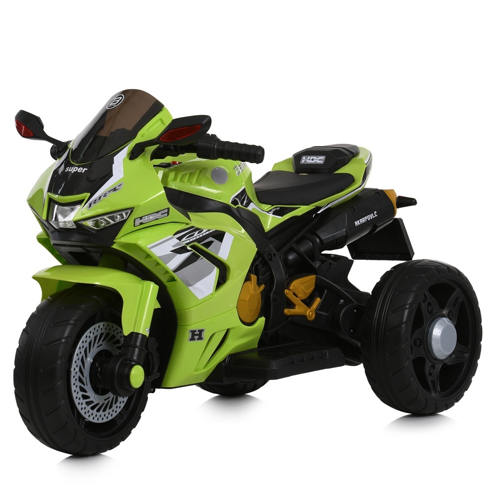 Мотоцикл M 6220ELR-5 радіокер., 1*12V4,5AH, 2*35W,BLUETOOTH,MP3,USB,TF,EVA,муз.,світло,шкіра,зелений