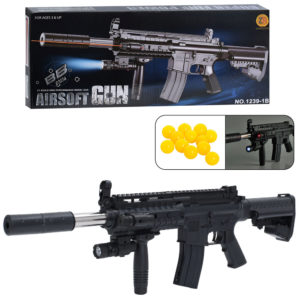 Автомат 1239-1B пластик.кулі,світ,лазер,бат(табл)кор.62-26-8см