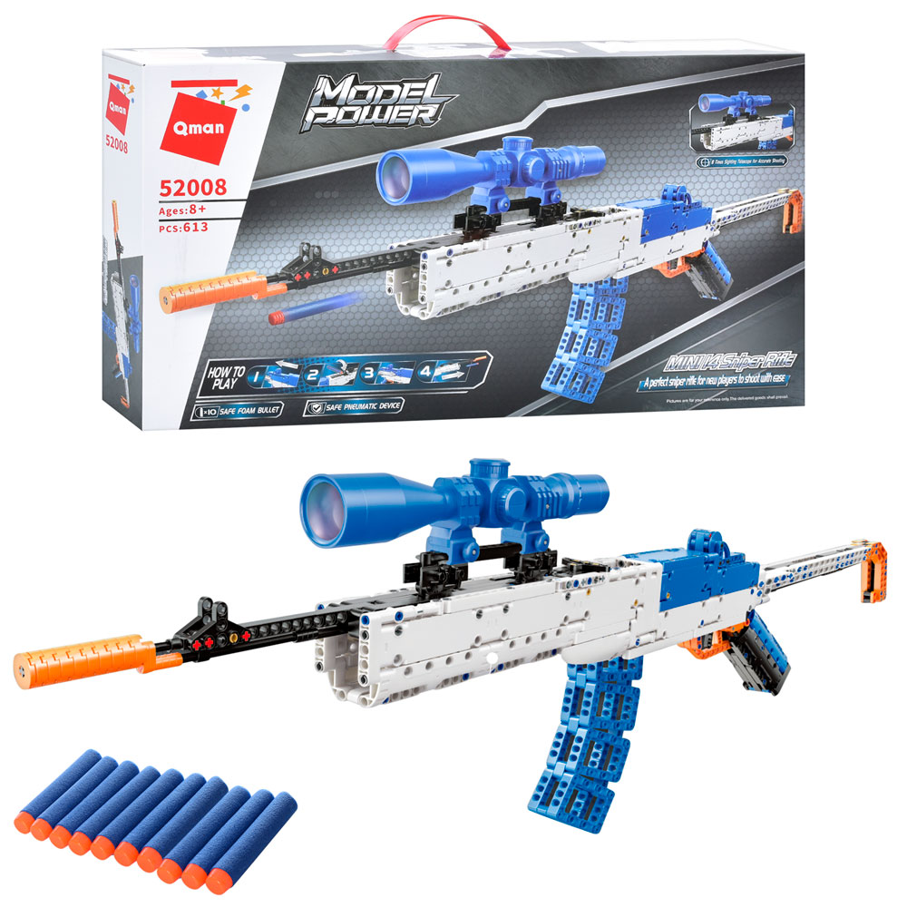 Конструктор Qman 52008 снайперська гвинтівка, м'які кулі, 613 дет., кор., 60-33-9 см.