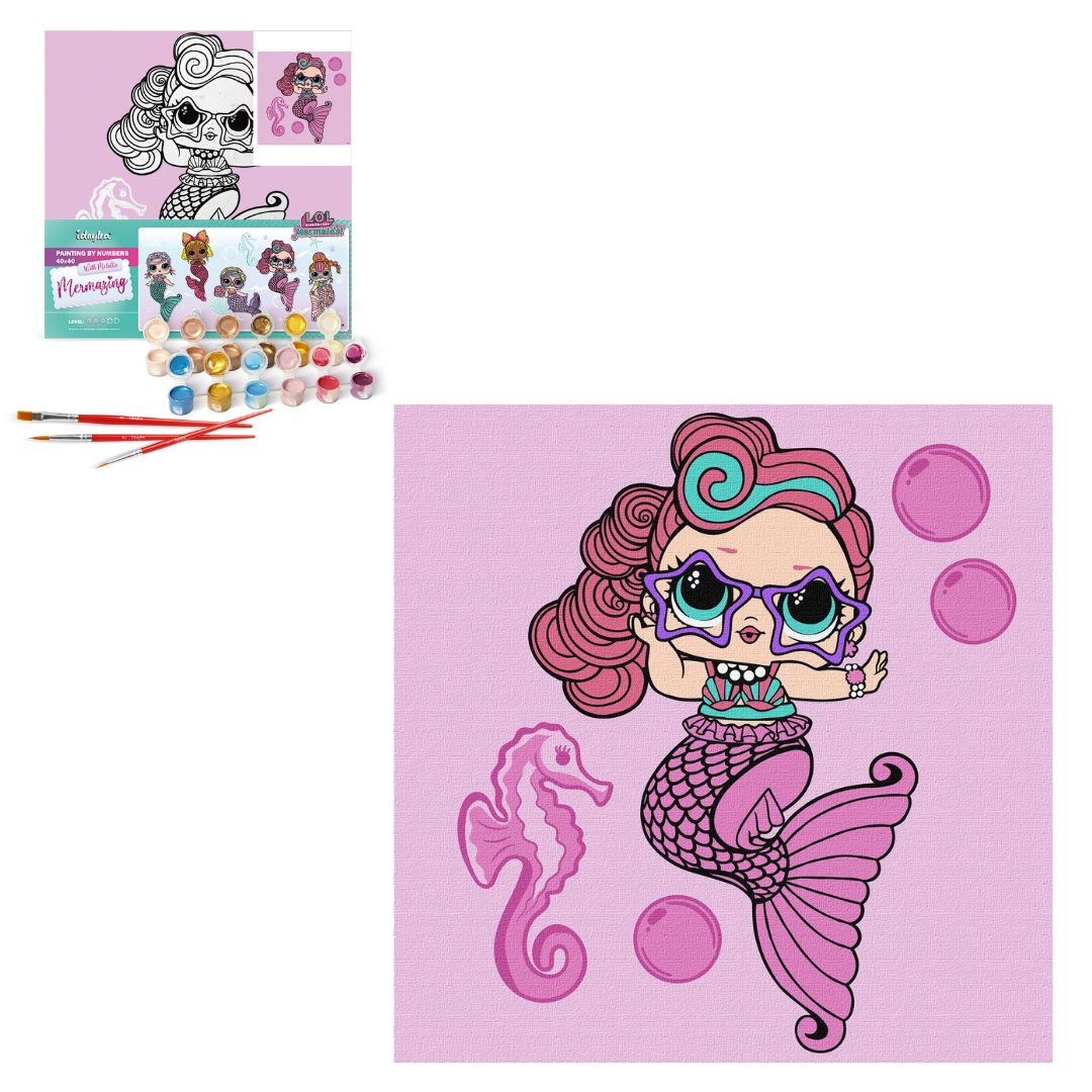 Набір для розпису по номерах для дітей "L.O.L. Surprise! Mermaids Waves" 40х40см