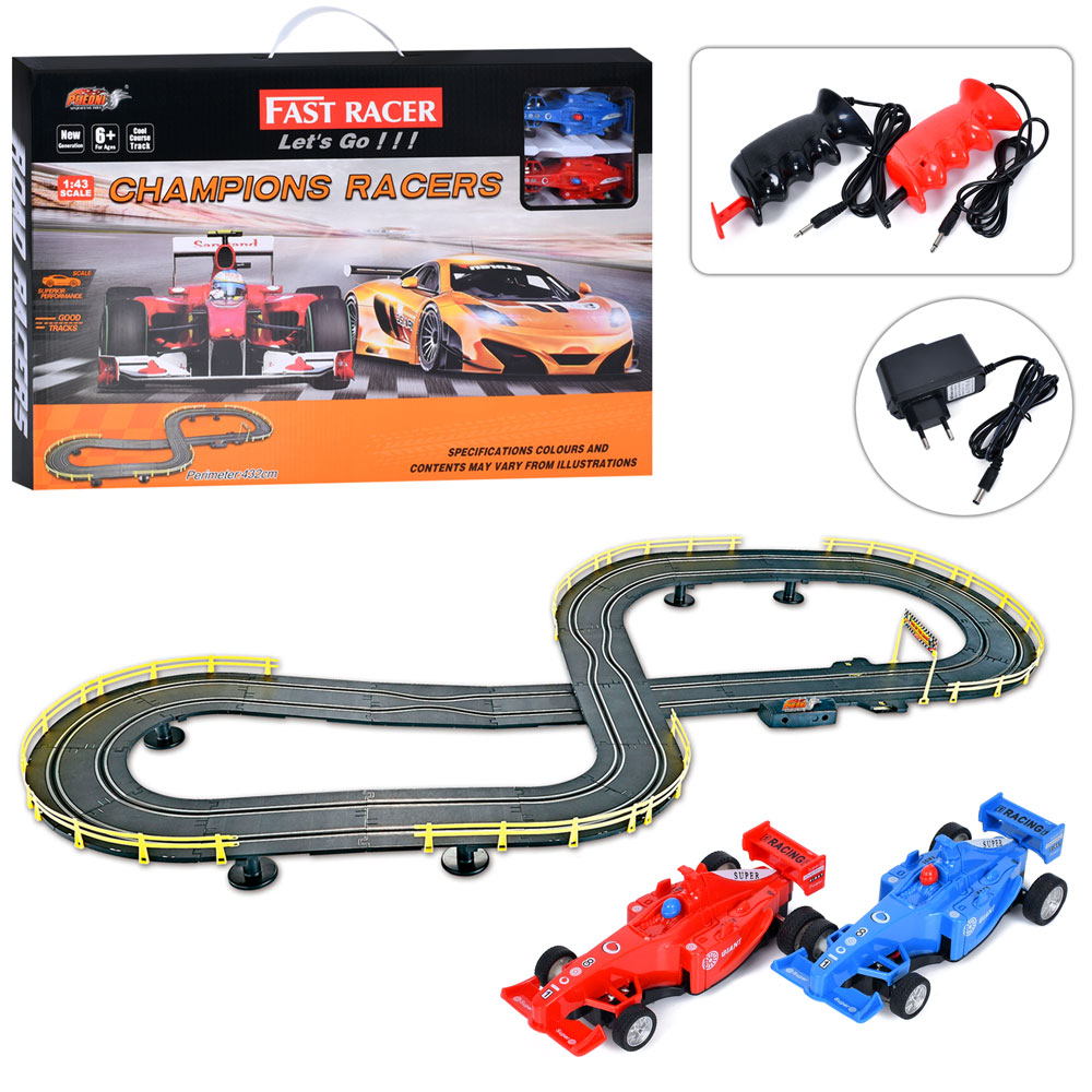 Трек 6605-B дист.кер.(на шнурі), 1:43, машинка 2шт., від мережі 220V, кор., 55,5-36-5,5 см.