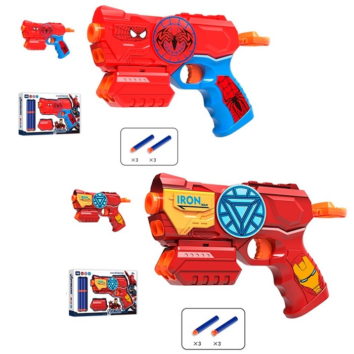 Пістолет 1105/1107 (84шт) AV, 20см, м'які кулі 6шт(3шт-присоски), 2 види(IM, СП), в кор-ці, 30-19,5-5,5см