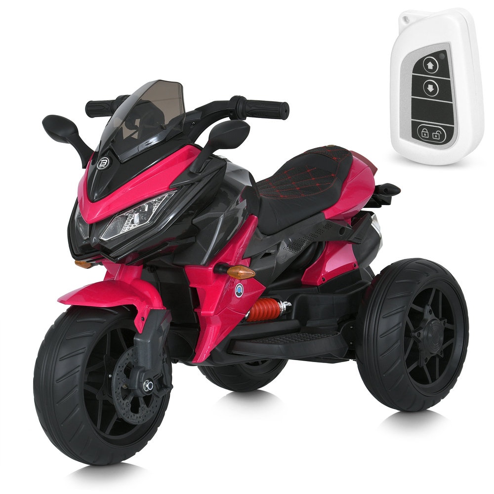 Мотоцикл M 4274ELR-8 радіокер., 2 мотори 35W, 1 акум.12V9AH,MP3,TF,USB,EVA,муз.,світло,шкіра,рожевий