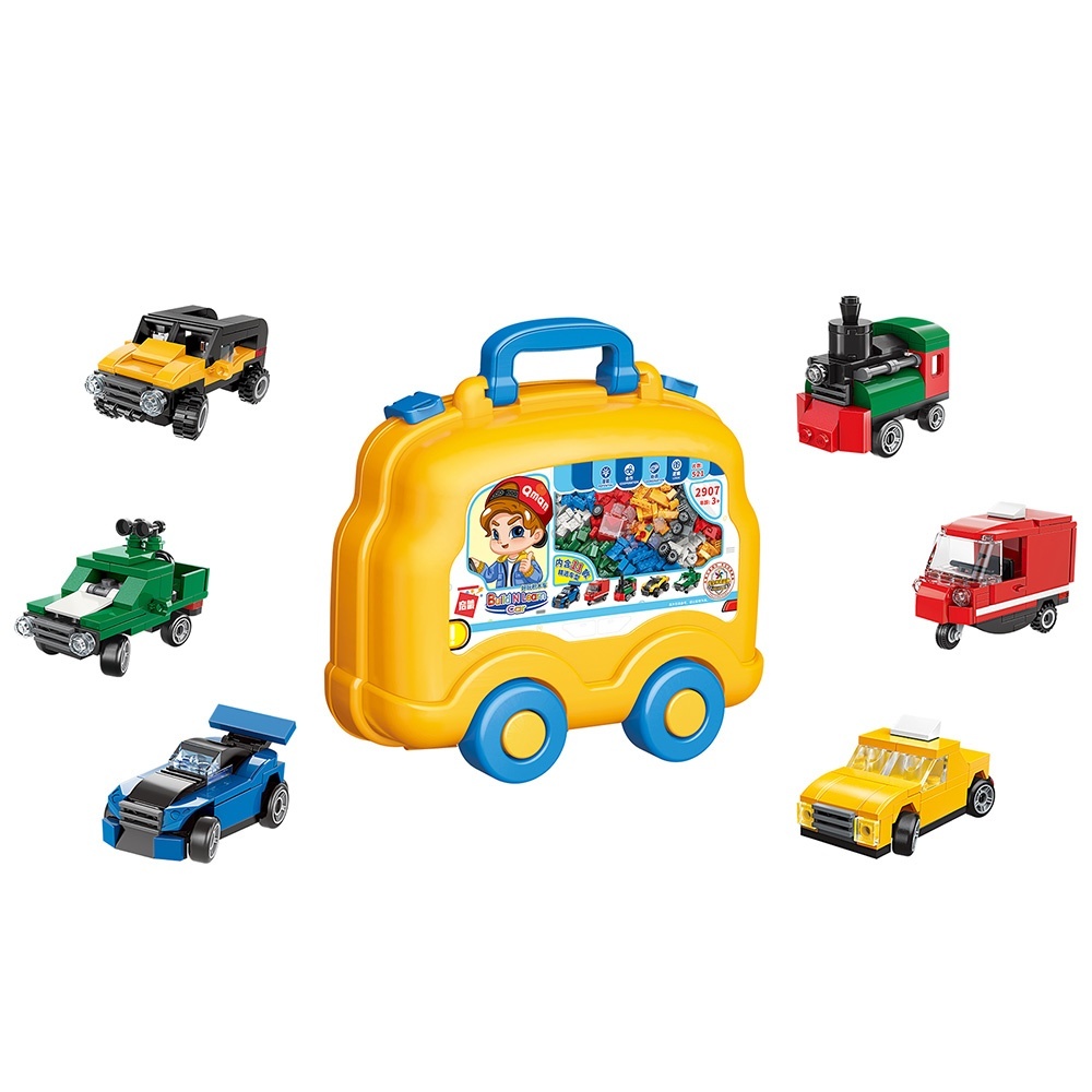 Конструктор Qman 2907 транспорт, 11шт., 521дет., валіза на колесах, 33-28-12см.